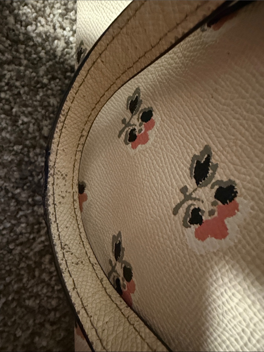 Coach Floral Print Leather Tote in Cream with Pink and Black Accents - Picture 6 of 6